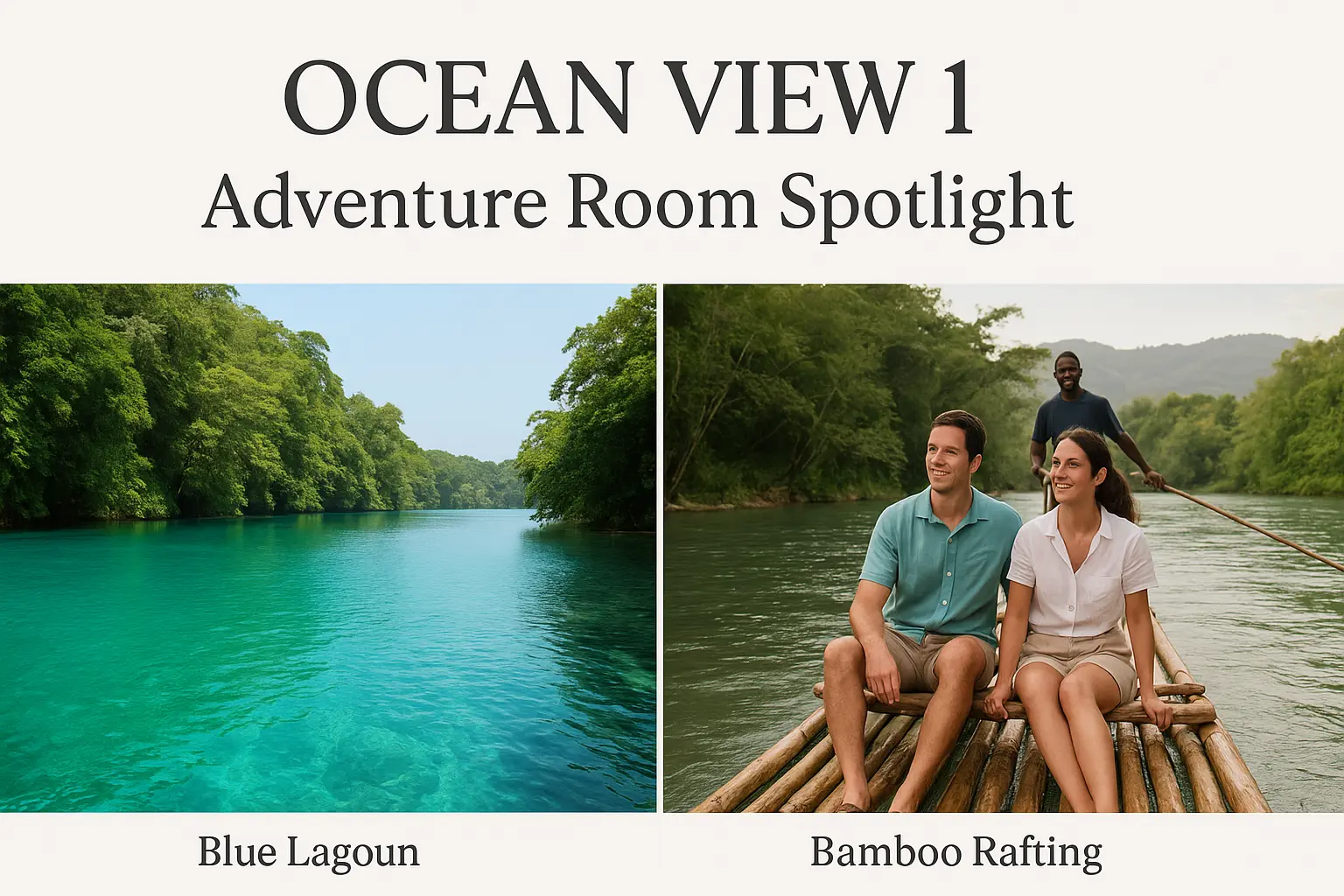 Blue Lagoon swimming and Rio Grande rafting near VivaViolas Guest House in Port Antonio Jamaica.